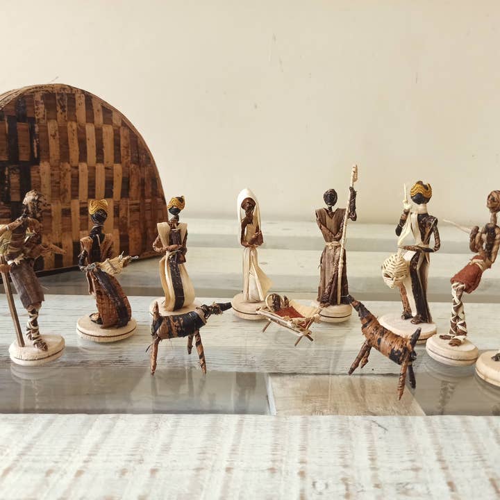 African Craft Collection - Vendita all'ingrosso Decorazione per presepe - Presepe di Natale - Foglie di banana