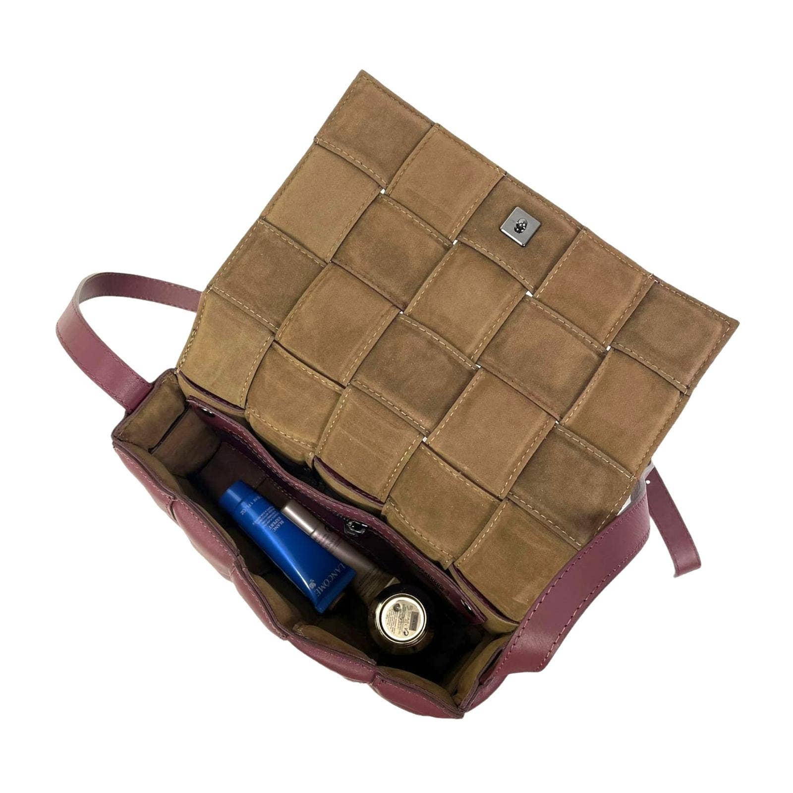 Chenson & Gorett - Vente Sac porté épaule – femme - Grand sac à bandoulière en cuir italien avec design quadrillé et rabat3