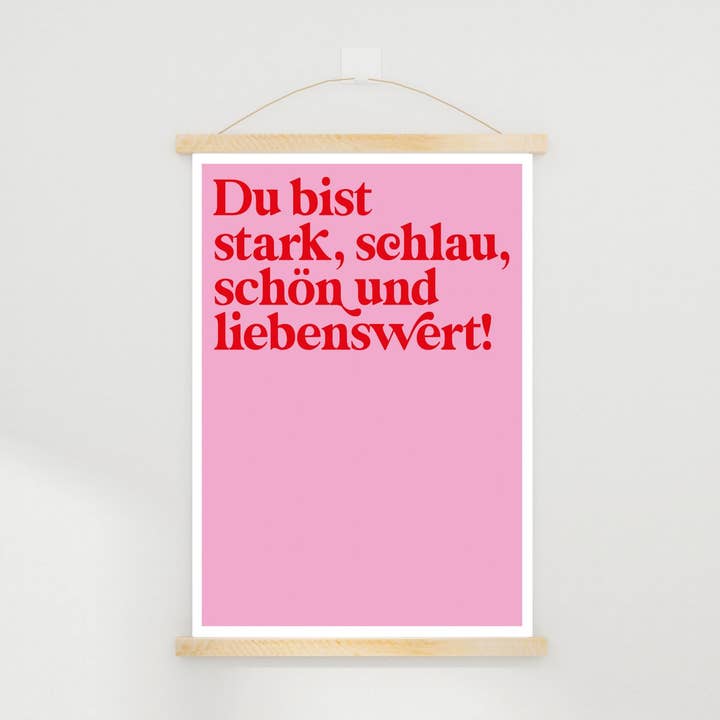 Poster - „sterk, slim, mooi en schattig” - Roze voor wholesale door aempf GmbH
