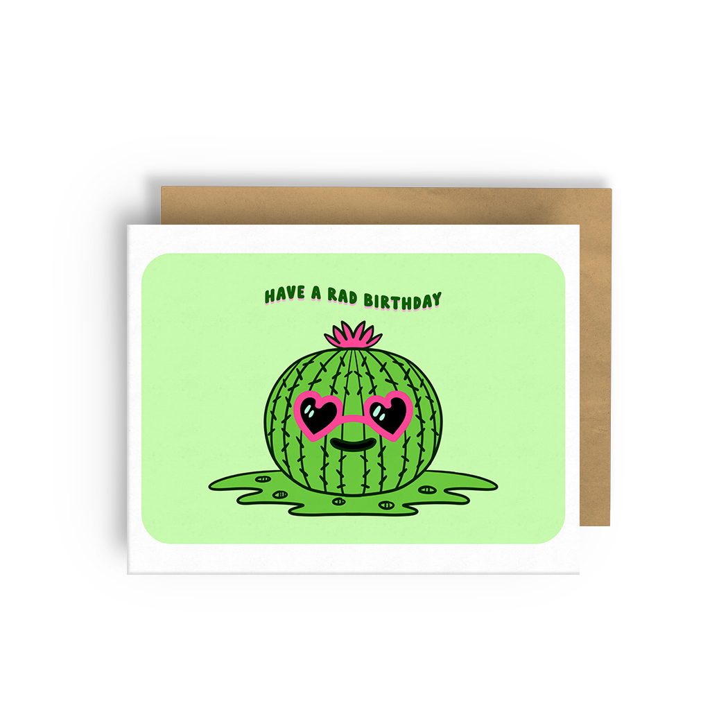 Squidly Designs - Wholesale Birthday Card - Have a rad birthday! Prickly Pear Cactus - Card 0