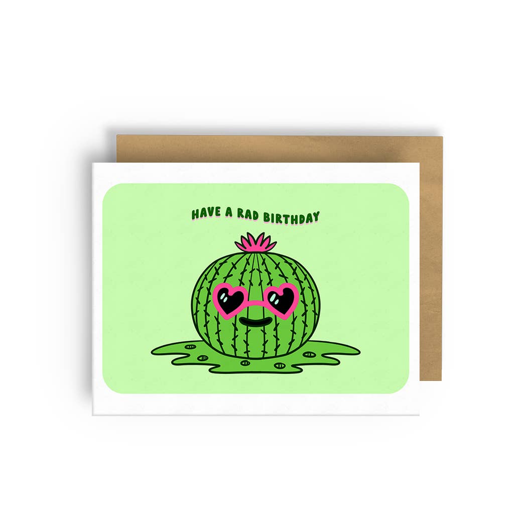 Squidly Designs - Wholesale Birthday Card - Have a rad birthday! Prickly Pear Cactus - Card