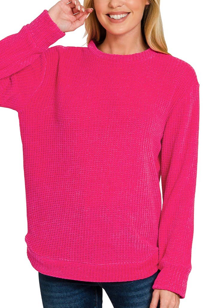 Vanilla Monkey - Venta al por mayor Jersey de punto - Mujer - Jersey de chenilla con cuello redondo y gofres2