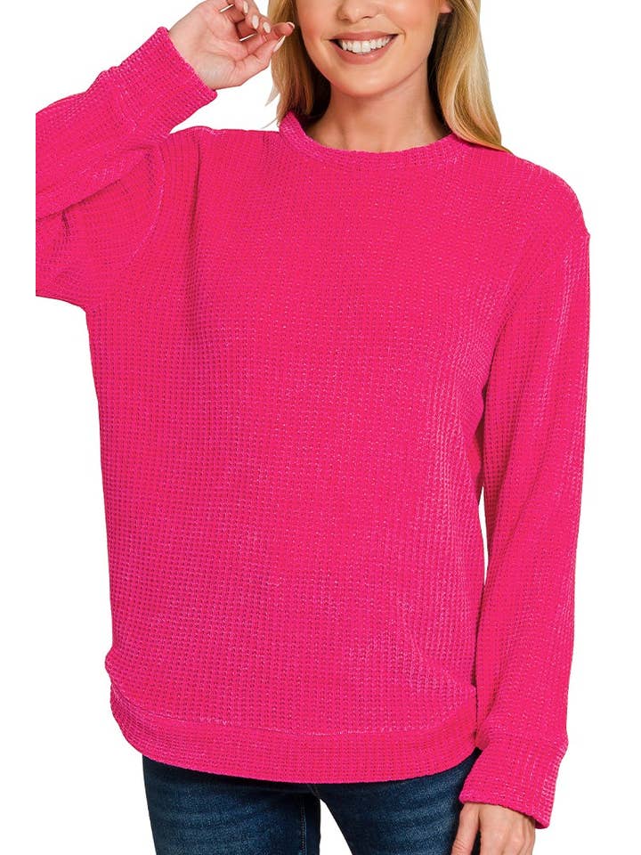 Vanilla Monkey - Venta al por mayor Jersey de punto - Mujer - Jersey de chenilla con cuello redondo y gofres2