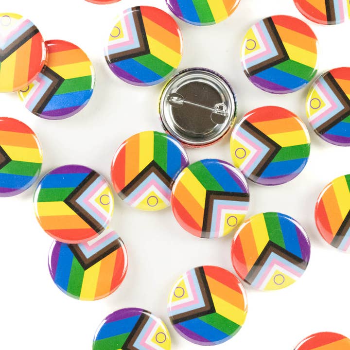 Progress Pride Flags Bulk Buttons or Magnets for wholesale by Ifs, Ands, Or Buttons
