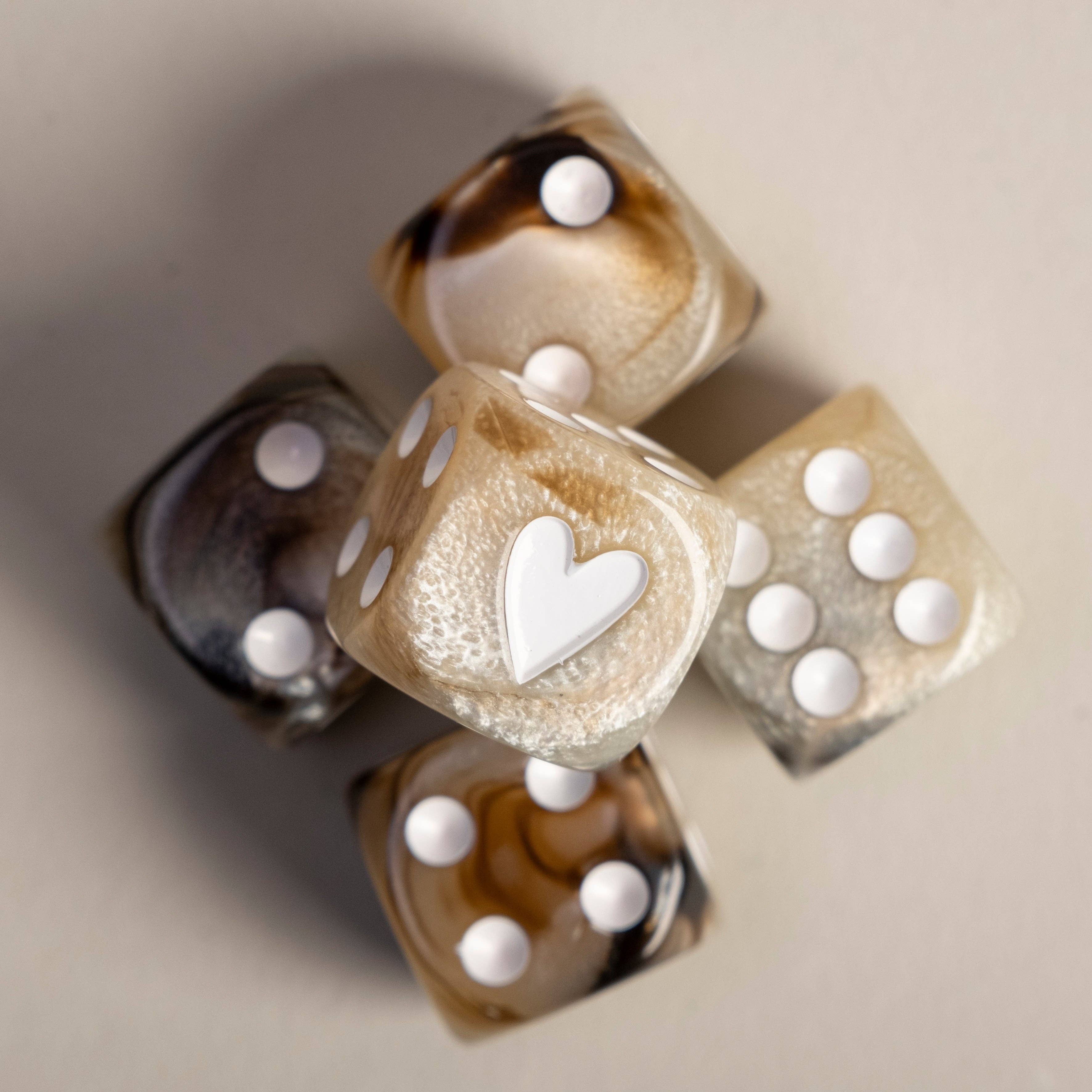 Eulenschnitt - Wholesale Dice - Dice set brown (VE = 8 sets)2