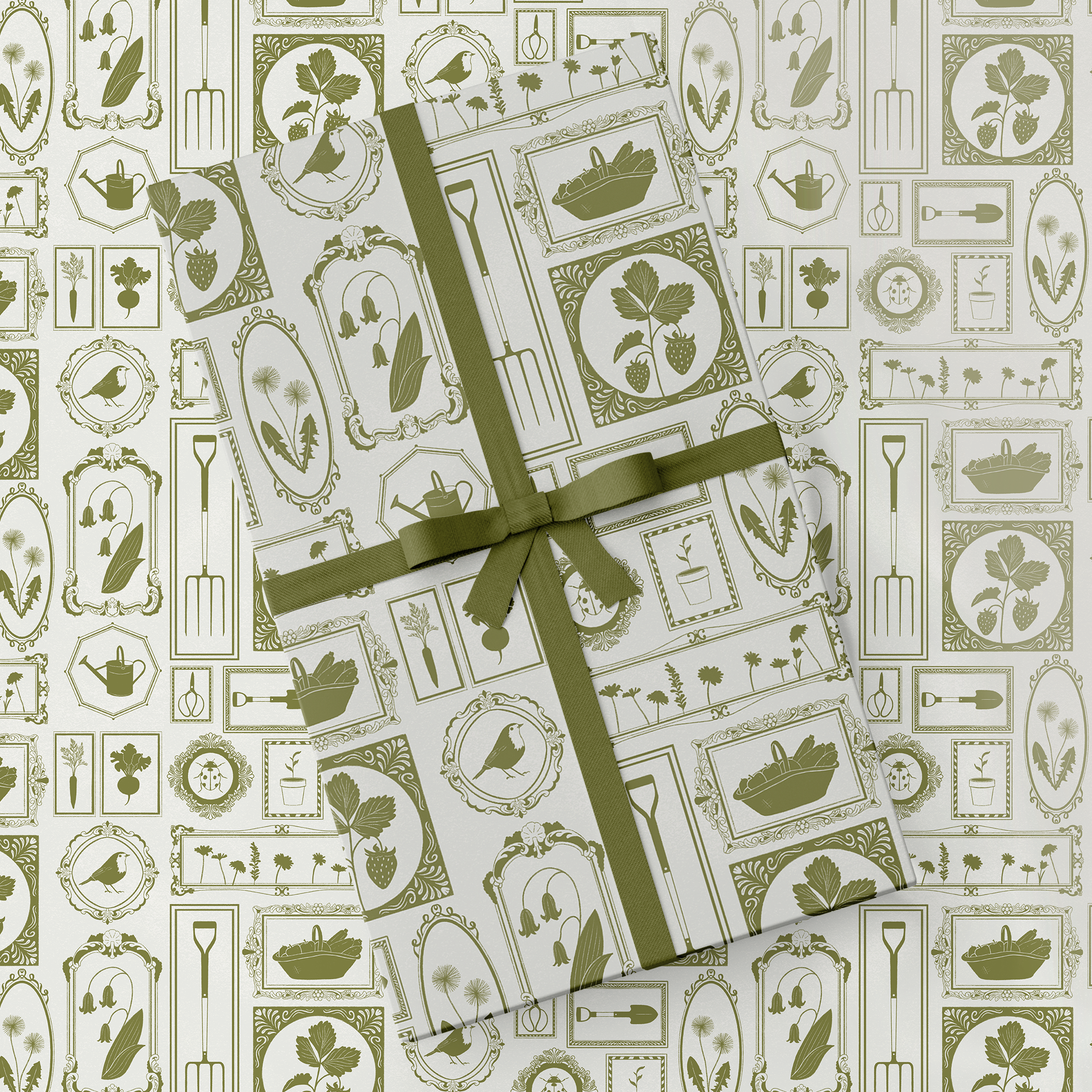 Lione & Sheikh - Wholesale Flat Wrap - Gardening Frames - Illustrated Gift Wrap 1