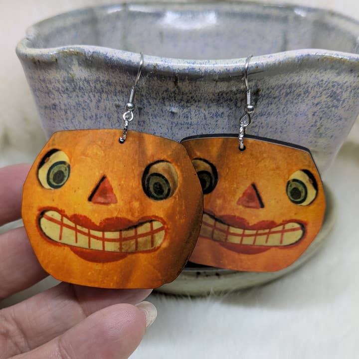 Brincos de Abóbora Assustadora de Dupla Face por atacado de Iamsonotcool