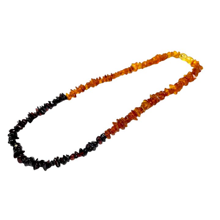 Amberman - Wholesale Beaded/Pearl Necklace - 18'' Multi-Color Amber Chip "Rainbow" Necklace