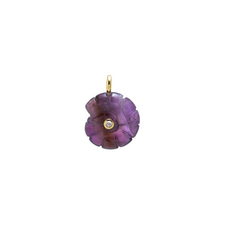 Colored Natural Stone & CZ Bezel Shell Charm for wholesale by By Adina Eden
