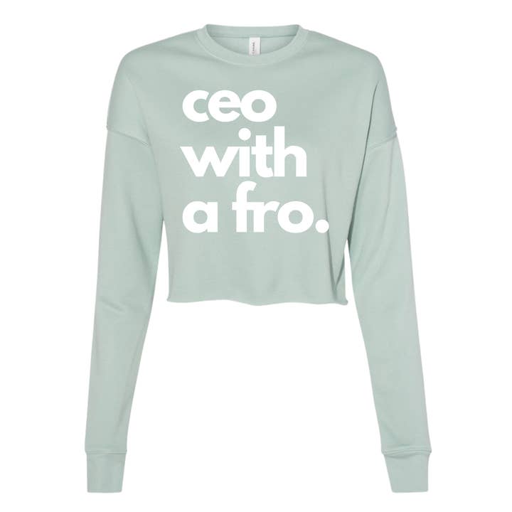 Moletom crop “ceo with a fro” - sage por atacado de Ceo With A Fro