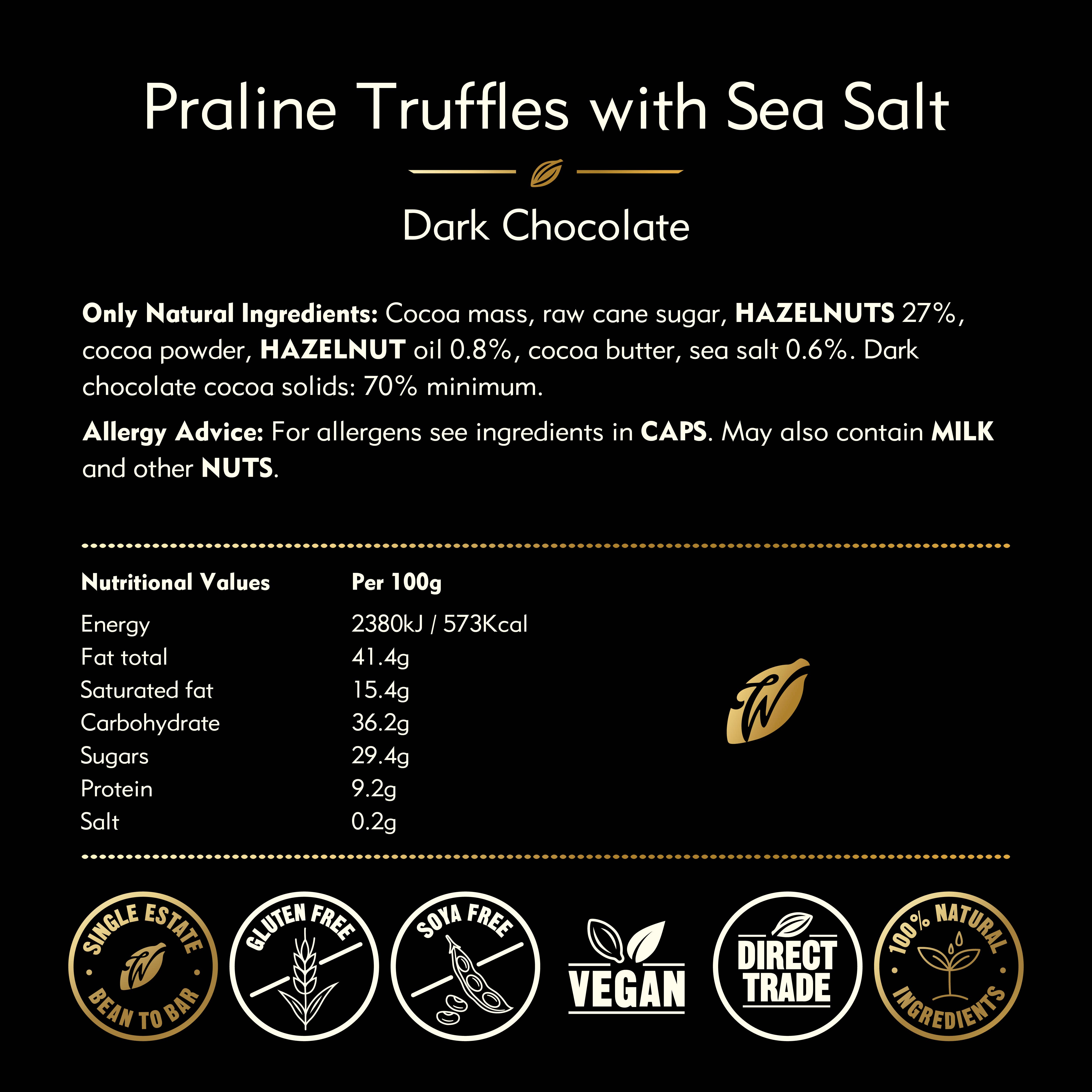 Willie's Cacao USA - Wholesale Chocolate Box - Vegan Dark Chocolate Praline Truffles With Sea Salt Gift Box3