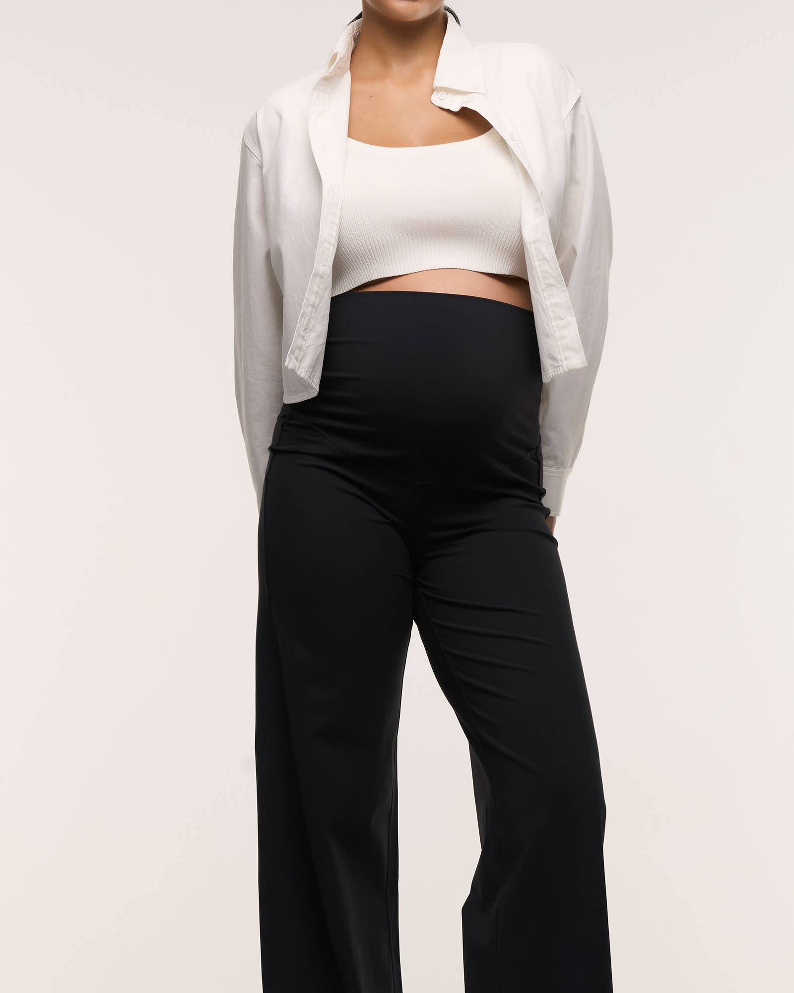 Black Wide Leg Overbelly Maternity Leggings for wholesale on Faire3