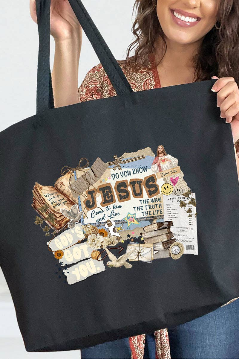 Wholesale Accessory Market - Wholesale Tote Bag - Women's - Do You Know Jesus Canvas Jumbo Tote0
