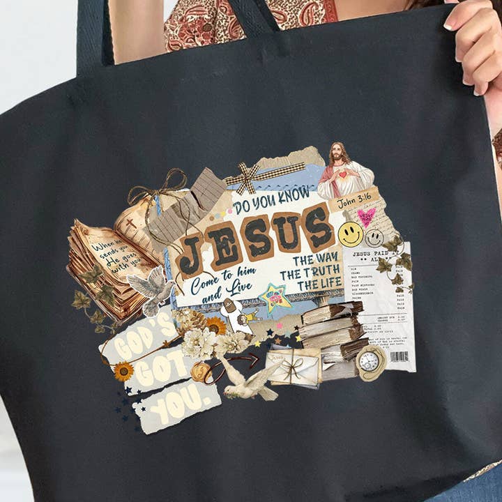 Wholesale Accessory Market - Wholesale Tote Bag - Women's - Do You Know Jesus Canvas Jumbo Tote0