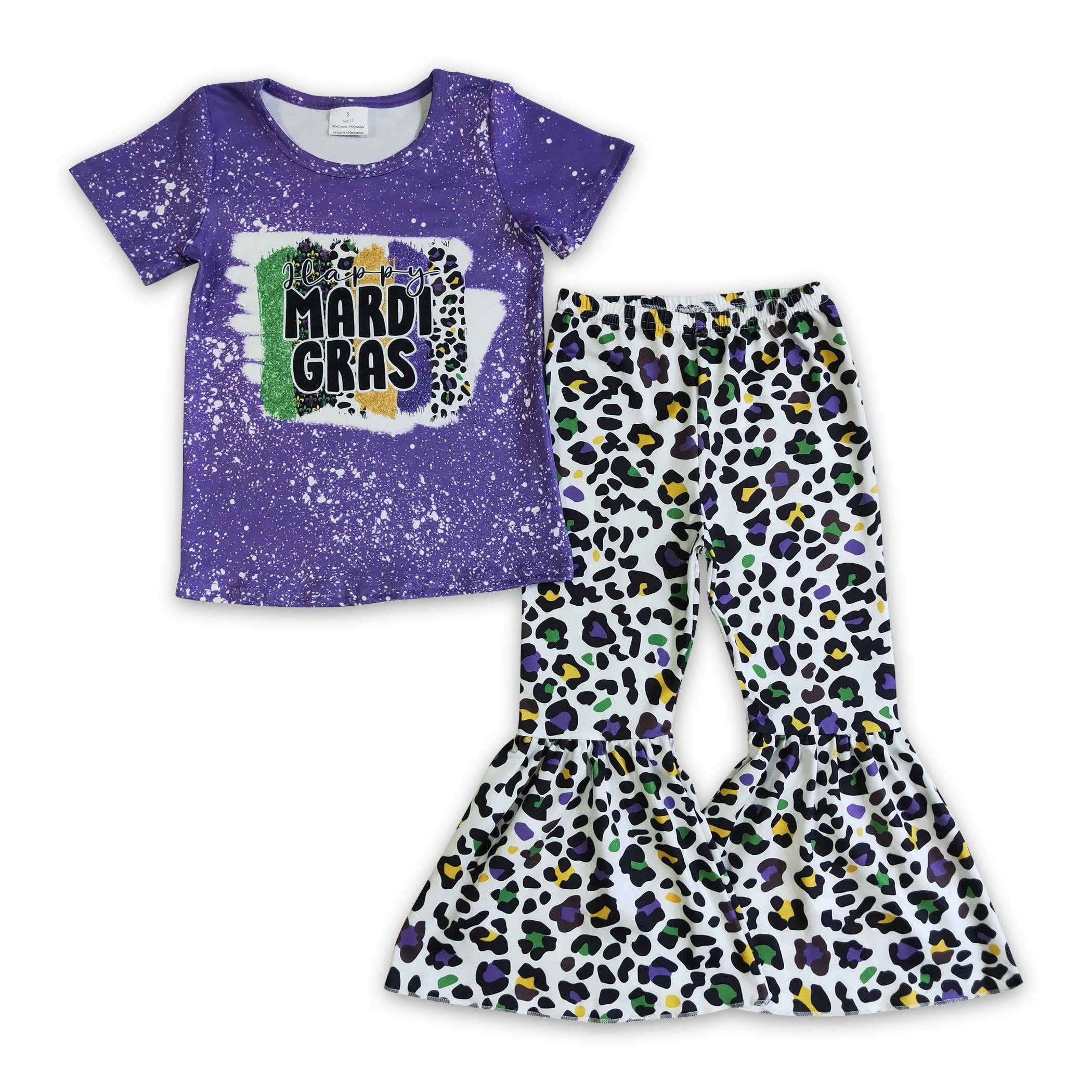 Wholesale Happy Mardi Gras leopard kids girls outfits for your store - Faire