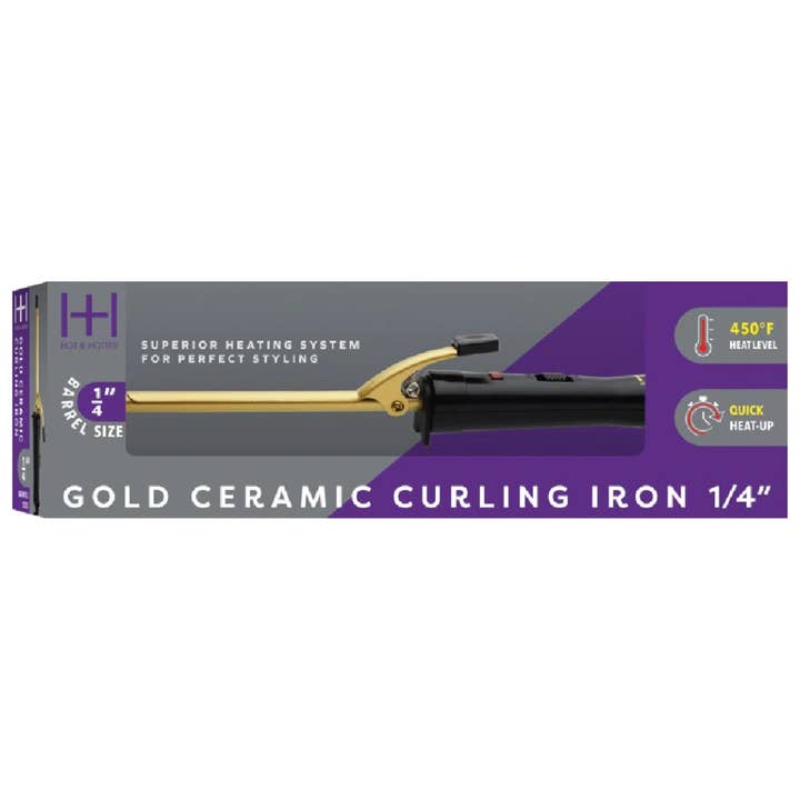 Annie International, Inc. - Wholesale Curling Iron/Wand - Hot & Hotter Gold Ceramic Electric Curling Iron 1/4In