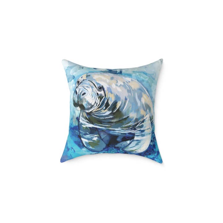 Blue Cava – wholesale Throw/decorative pillow – Artistic Manatee Pillow, Nautical Home Accent, Coastal Throw Pillow - 16”, 18”, 20”, 24” 26”3