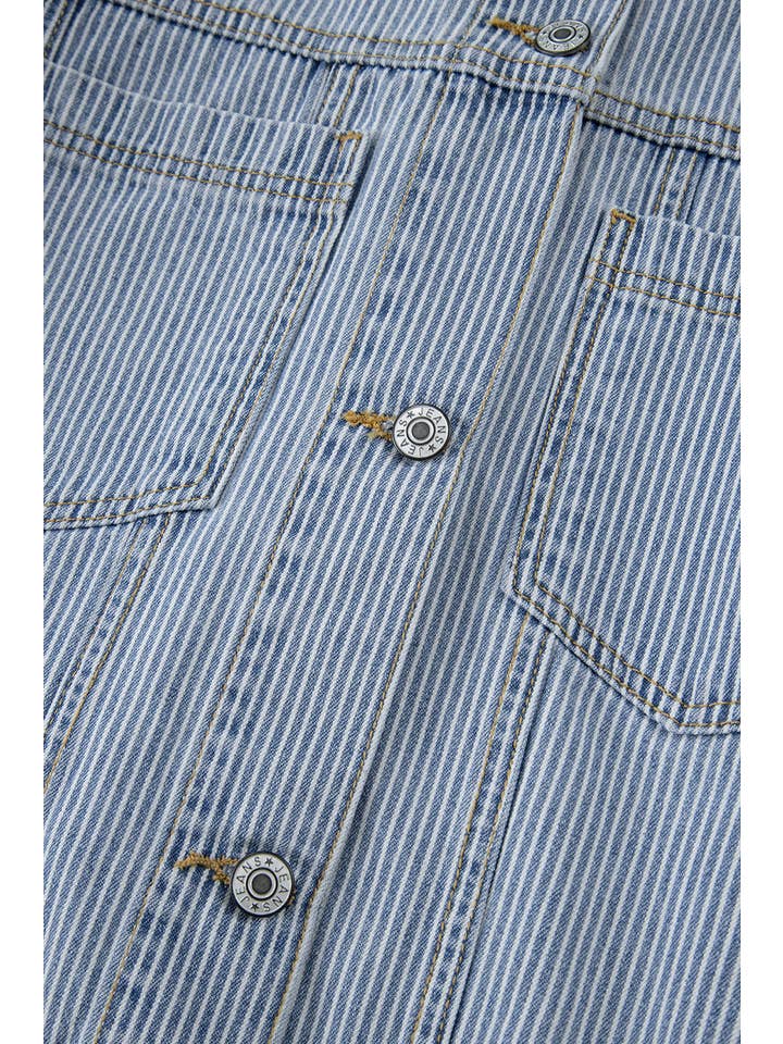 66DISCO - Wholesale Denim Jacket - Women's - Stripe Washed Oversize Pocketed Denim Jacket (S-XL)17