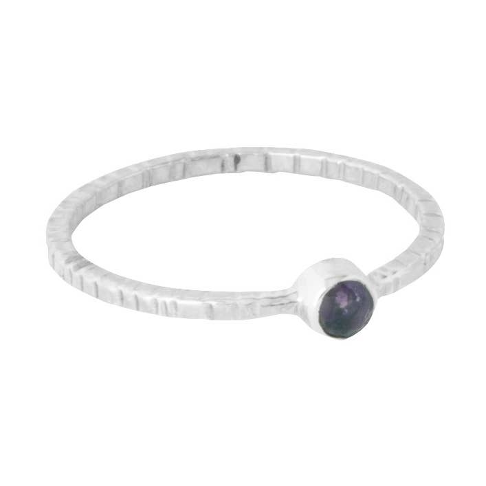 AMETHYST ROUND STONE STERLING SILVER RING for wholesale by Benjamin International