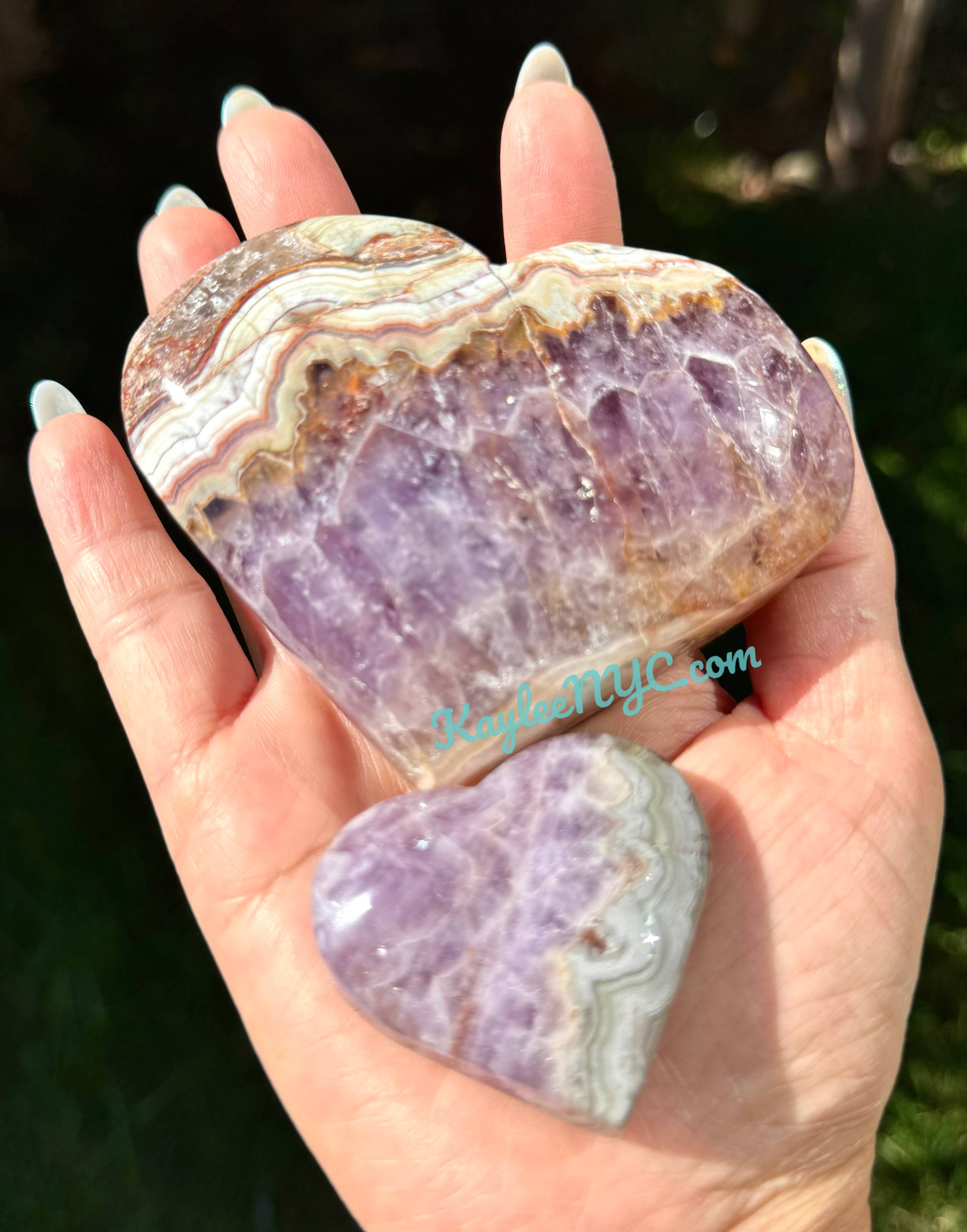 KayleeNYC - Wholesale Spiritual Stone/Crystal - 2 lb Natural Amethyst Lace Agate Crystal Heart Energy4