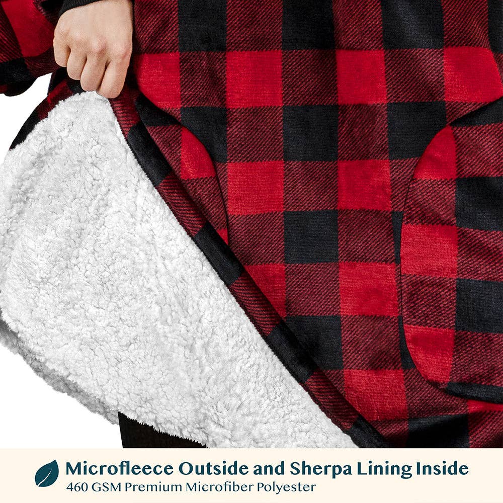 Pavilia - Wholesale Hoodie - Women's - Chest Pocket Sherpa Hoodie Blanket - Patch Pocket (Regular / Long)8