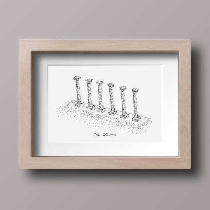 The Columns - Universiteit van Missouri Landmark Stipple Art voor wholesale door Designs By Patterson
