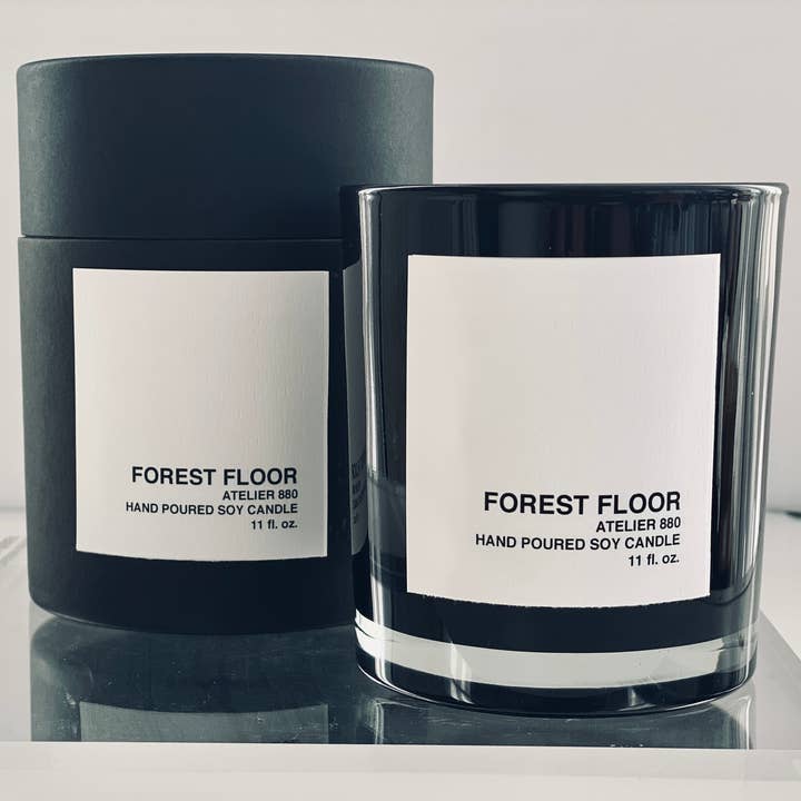 Grande bougie parfumée minimaliste - Verre noir / Coffret cadeau pour la vente par Atelier 880