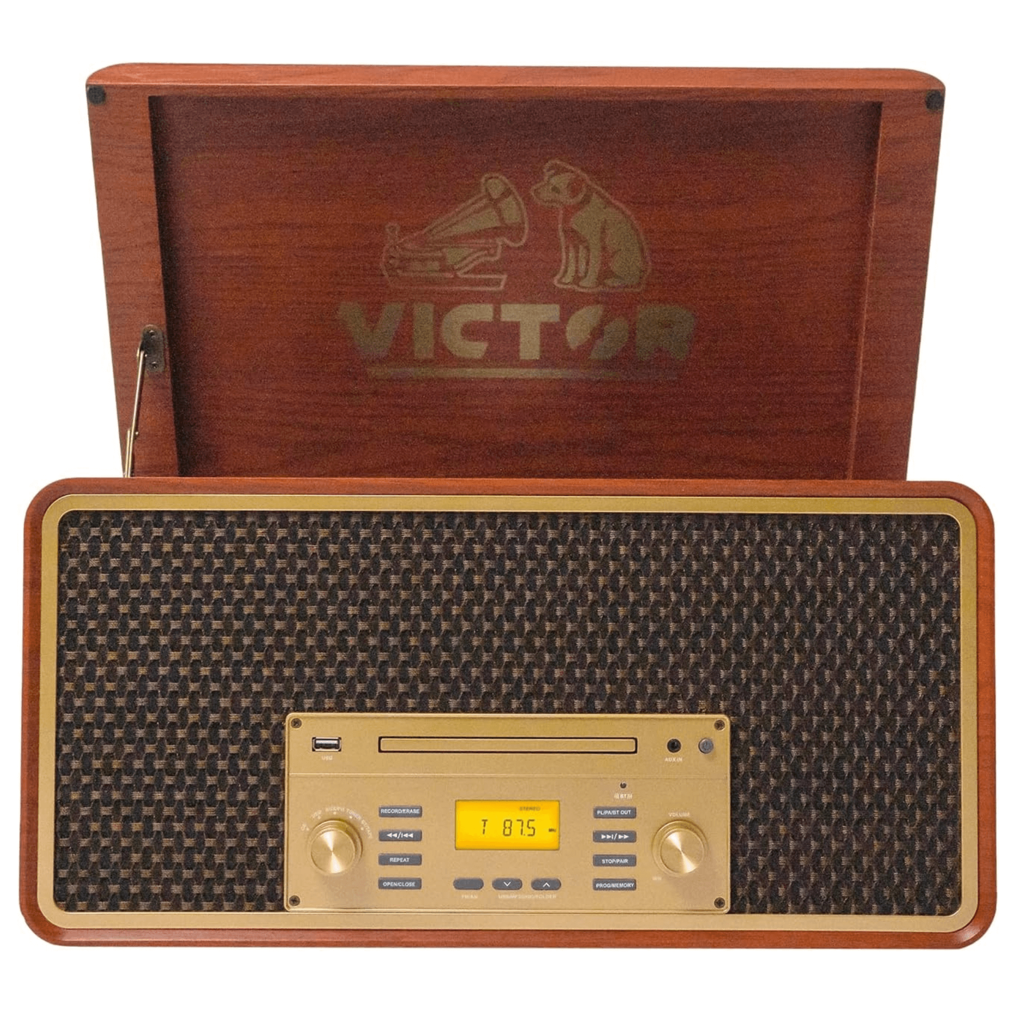JupiterGear Home - Wholesale Speakers - Victor Monument 8-in-1 Wood Music Center w 3-Speed Turntable17