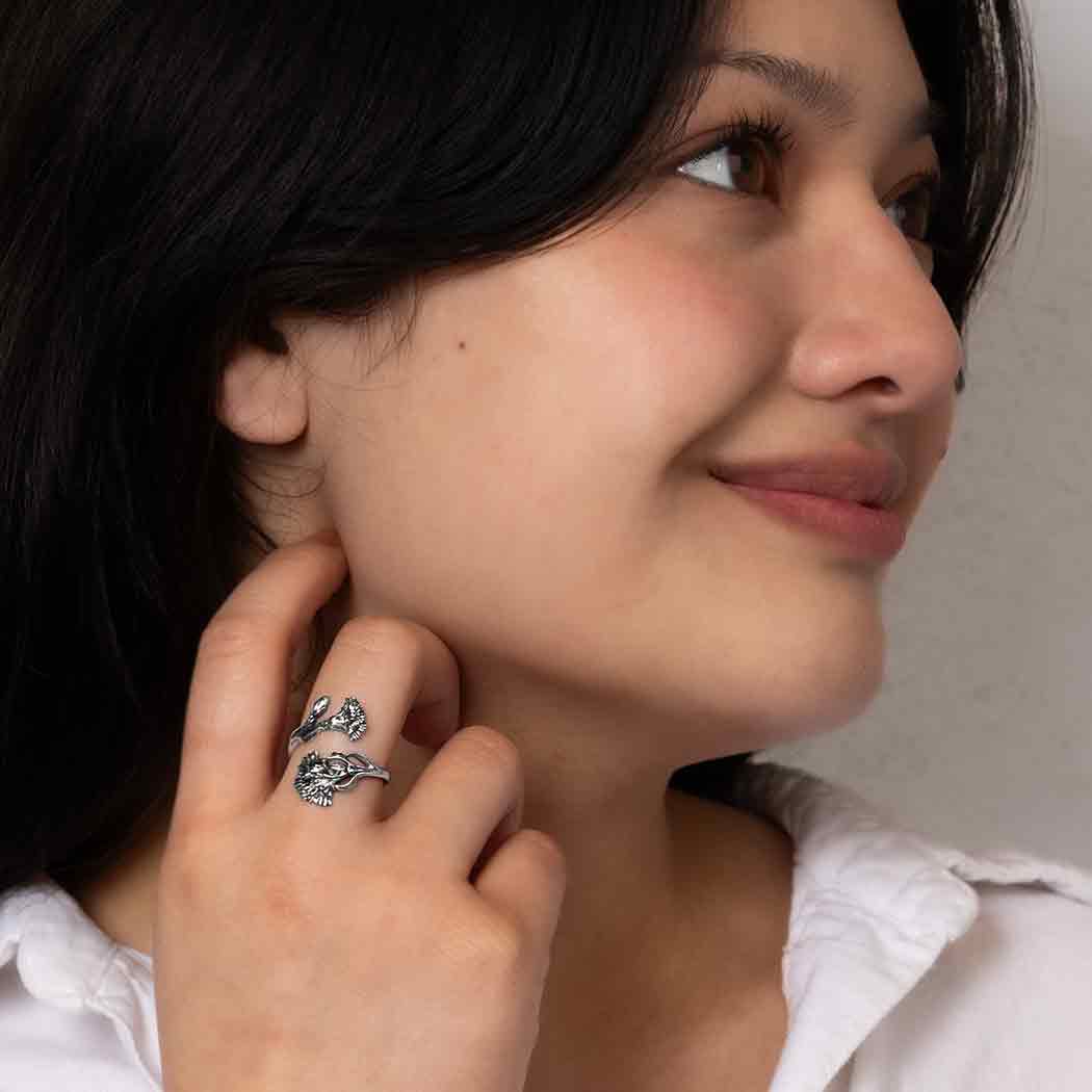 Nina Designs - Vente Bague de cocktail/de cérémonie - Bagues ajustables fleurs de naissance en argent sterling1