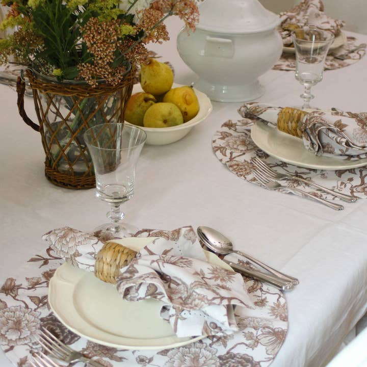 Willamere - Wholesale Dinner & Cloth Napkin - Brown Chestnut Floral Dinner Napkins, Set of Four11