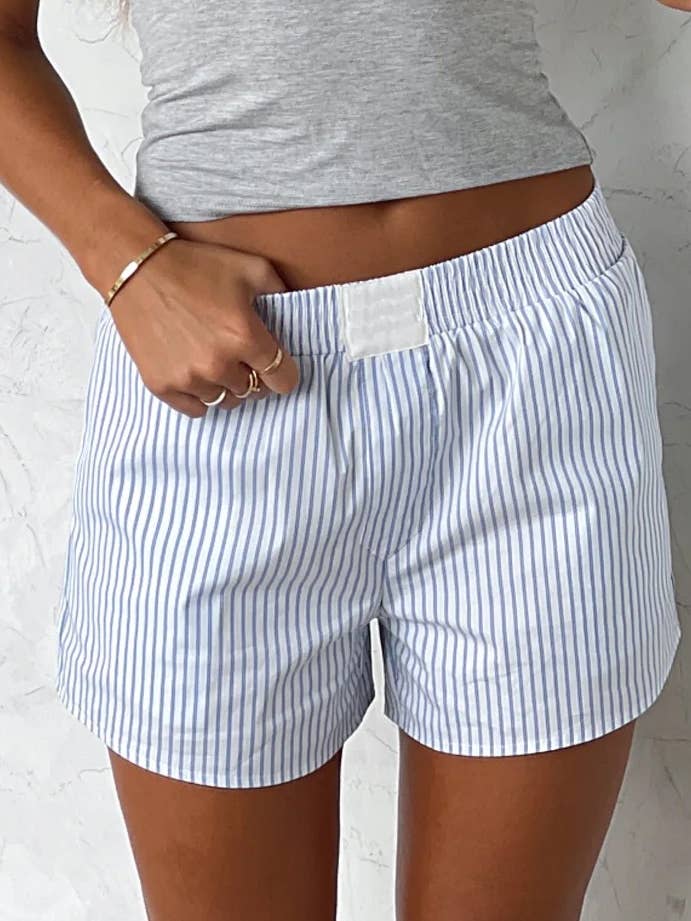 Multi-color Striped Relaxed Pull-On Boxer Shorts for wholesale by Rosa Clothing