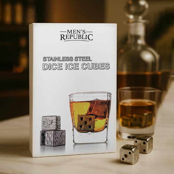 Men's Republic - Wholesale Drink chilling cubes - Men's Republic Dice Ice Cubes - 4 Pieces Stainless Steel0