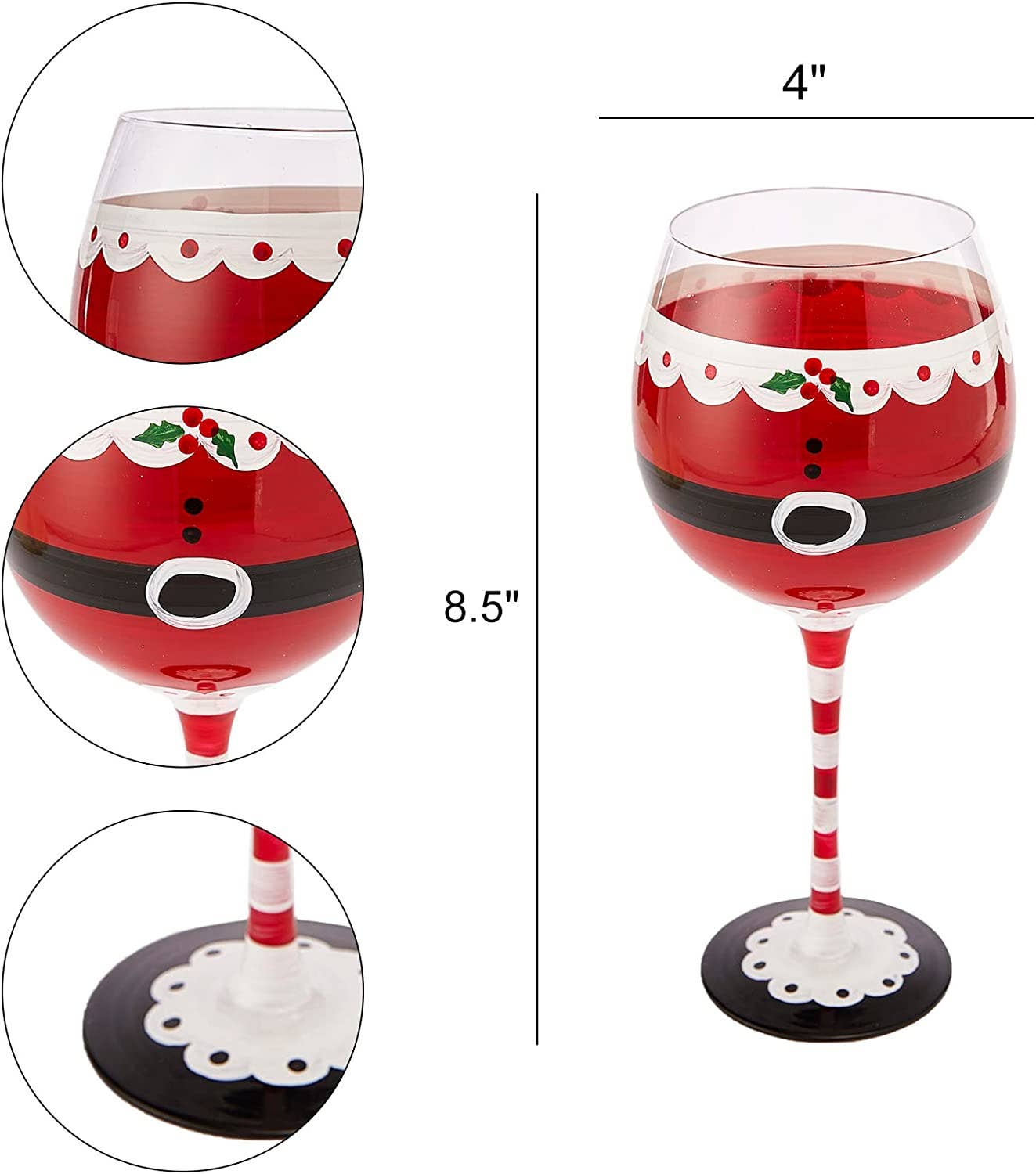 The Wine Savant /  Khen Glassware - Wholesale Wine Glass - Santa Elf Holiday Stemmed Wine Glass by Gute - 18oz Holiday1