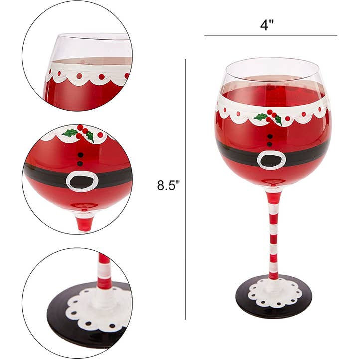 The Wine Savant / Khen Glassware - Wholesale Wine Glass - Santa Elf Holiday Stemmed Wine Glass by Gute - 18oz Holiday1