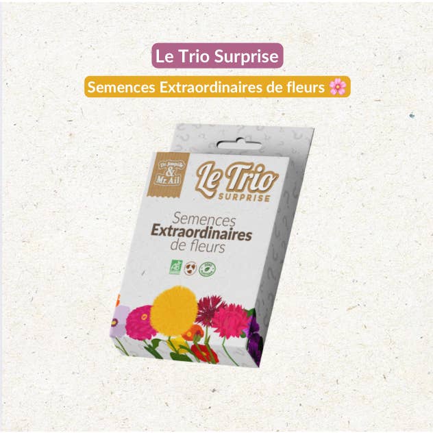 Trio sorpresa - I fiori straordinari - 3 bustine di gr per la vendita all'ingrosso da parte di Dr. Jonquille & Mr. Ail
