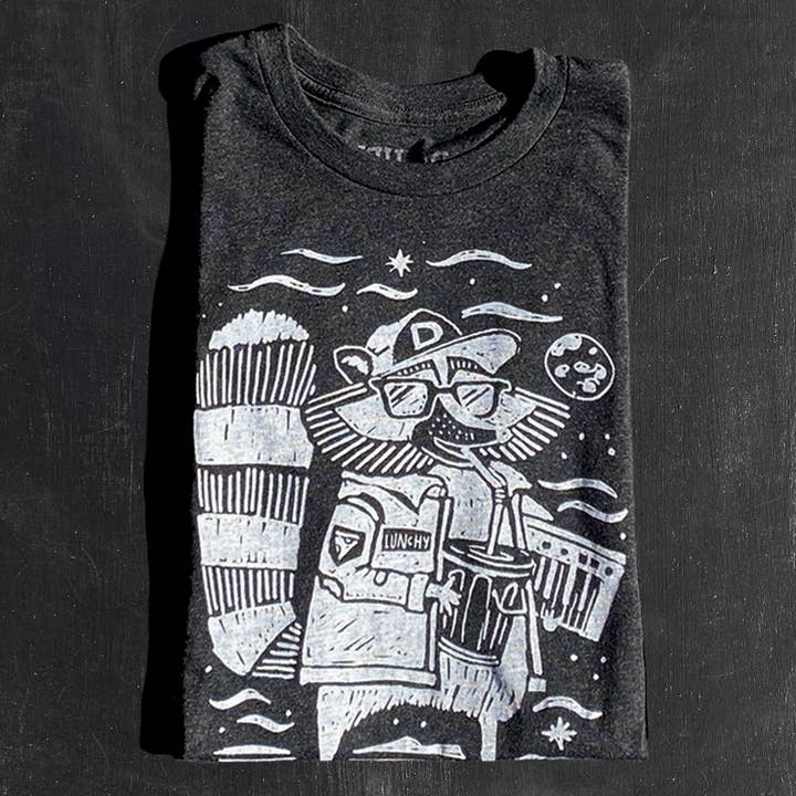 Lunchy the Raccoon - Unisex tee for wholesale by Dowdy Studio