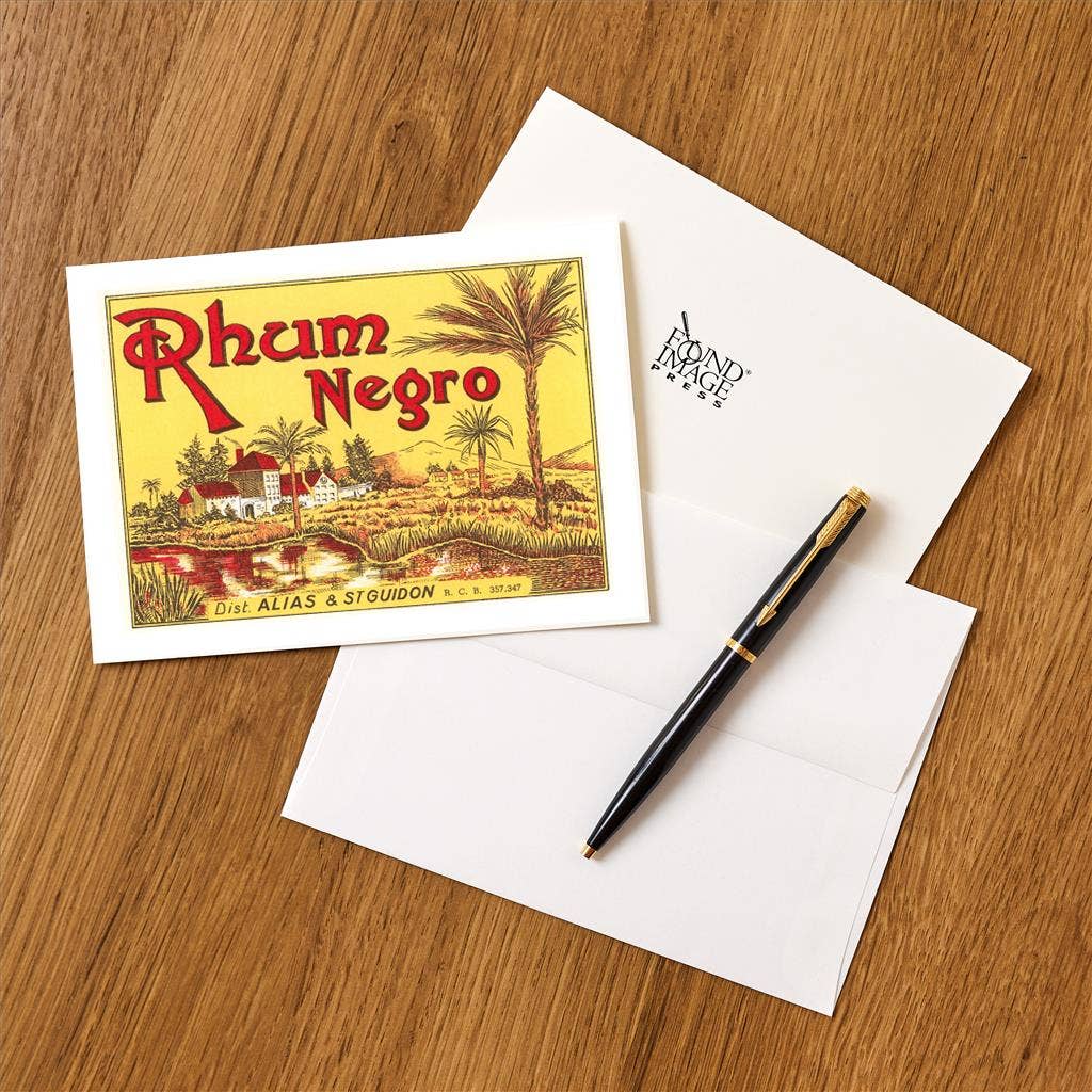 Found Image Press – Engroshandel Brevpapir/sæt med noteskort – Hilsen Kort BV-236 Rhum Negro Etiket1