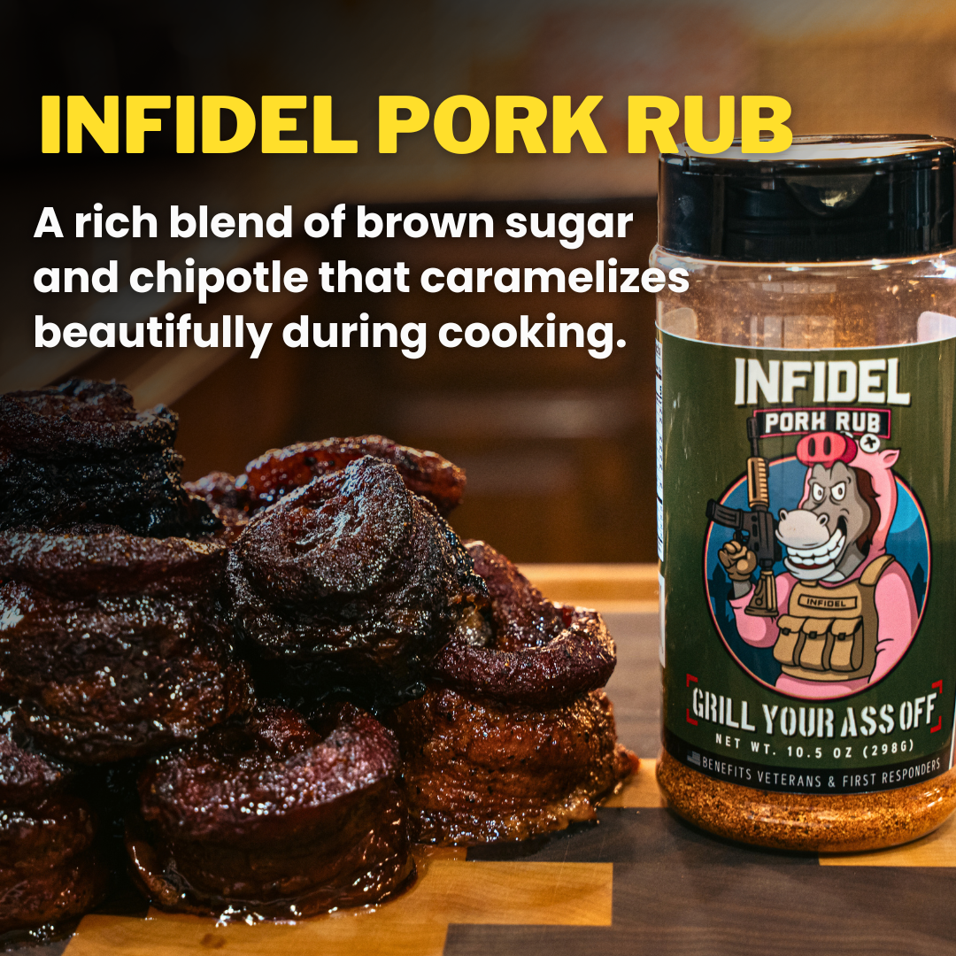 Grill Your Ass Off - Spices, Rubs, Seasonings, Sauces, Jerky - Wholesale Rub - Infidel Pork Rub™ – Bold Flavor for Unforgettable BBQ
3