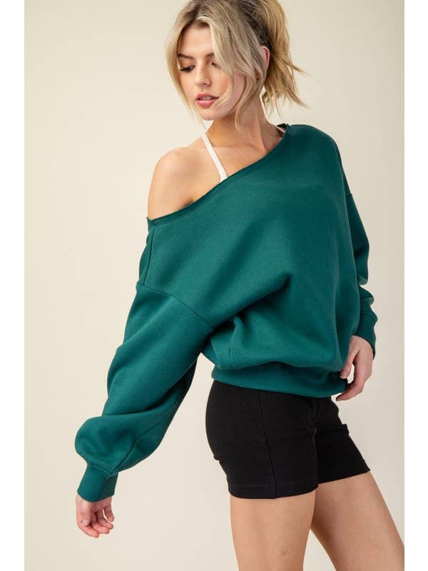 Sunday Morning – wholesale Sweatshirt – Women's – T6899PL37 PLUS SIZE OFF SHOULDER FRENCH TERRY FLEECE TOP16