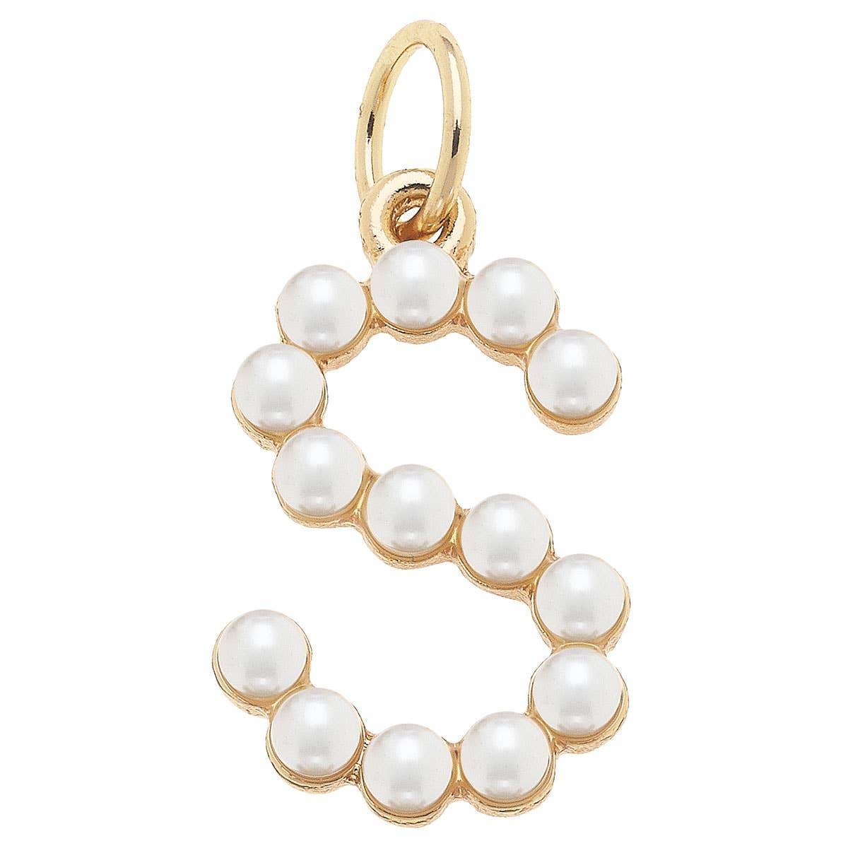 Canvas Style - Wholesale Individual Charm/Pendant - Pearl-Studded Letter Charm in Ivory0