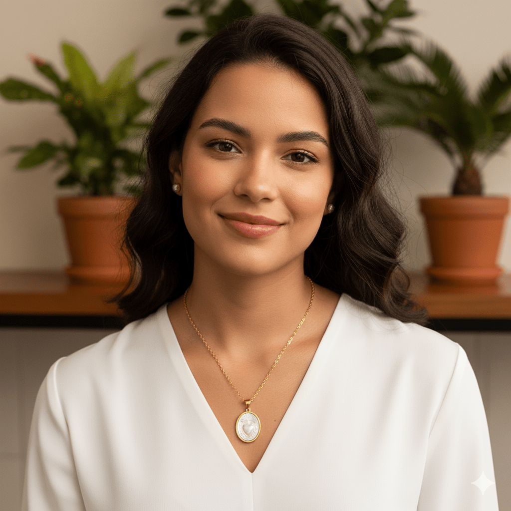 Guadalupe Gifts - Vendita all'ingrosso Collana con ciondolo/pendaglio - Collana Cuore Sacro in Madreperla da 46 cm1