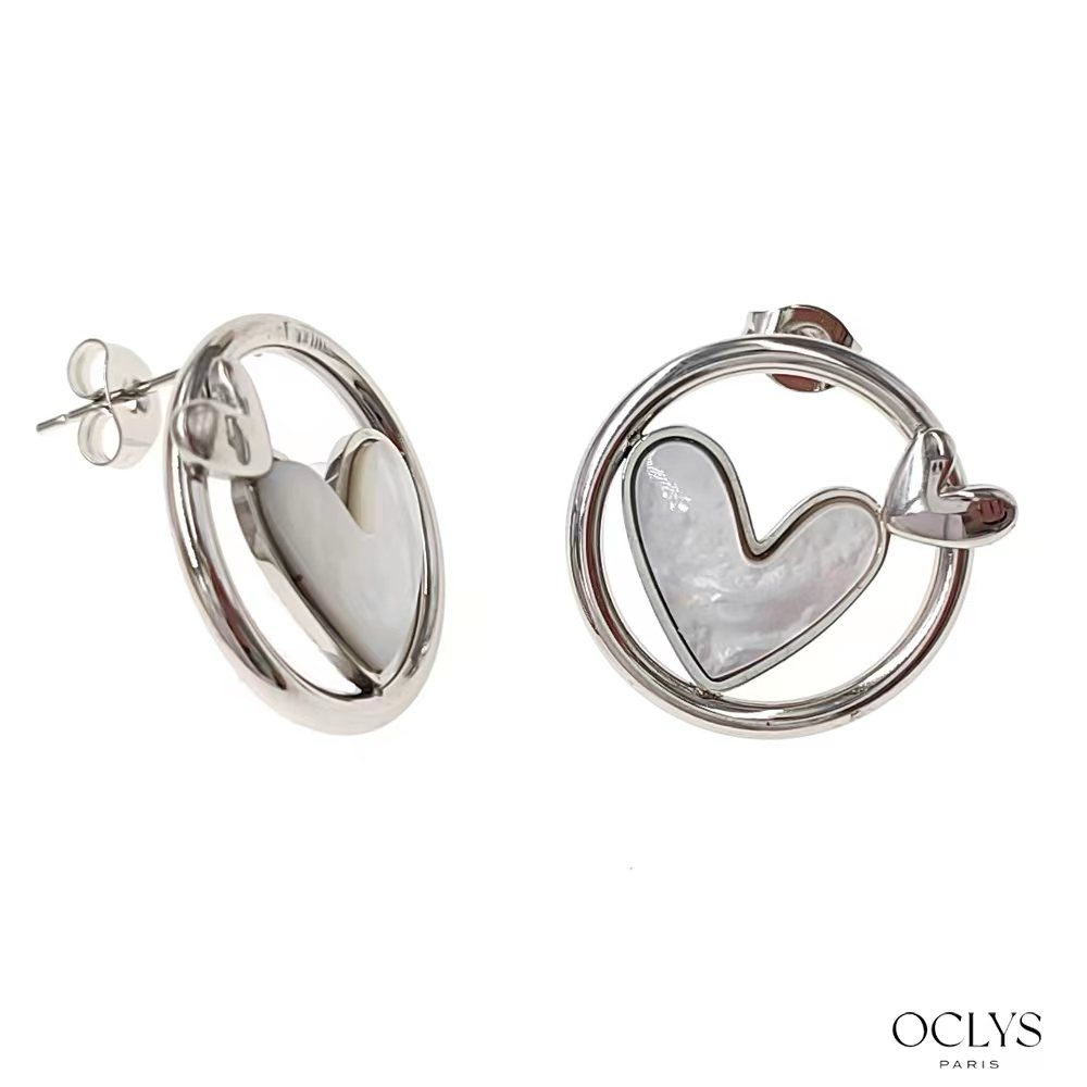 Oclys - Wholesale Dangle Earrings - Vitaly stainless steel heart circle earrings1