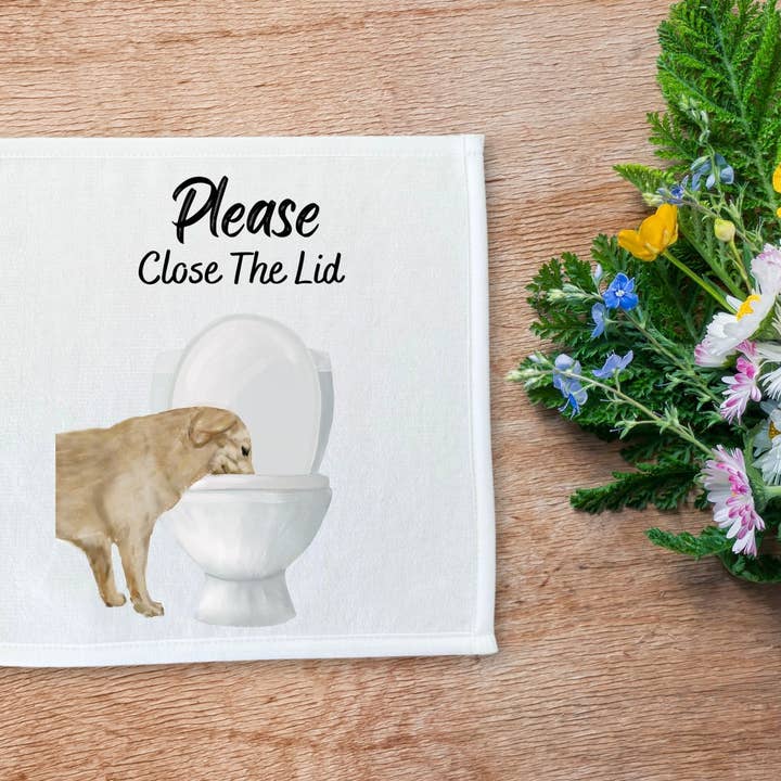 MerikaArt - Wholesale Bath Towel - Golden Retriever Bathroom Sign Washcloth4