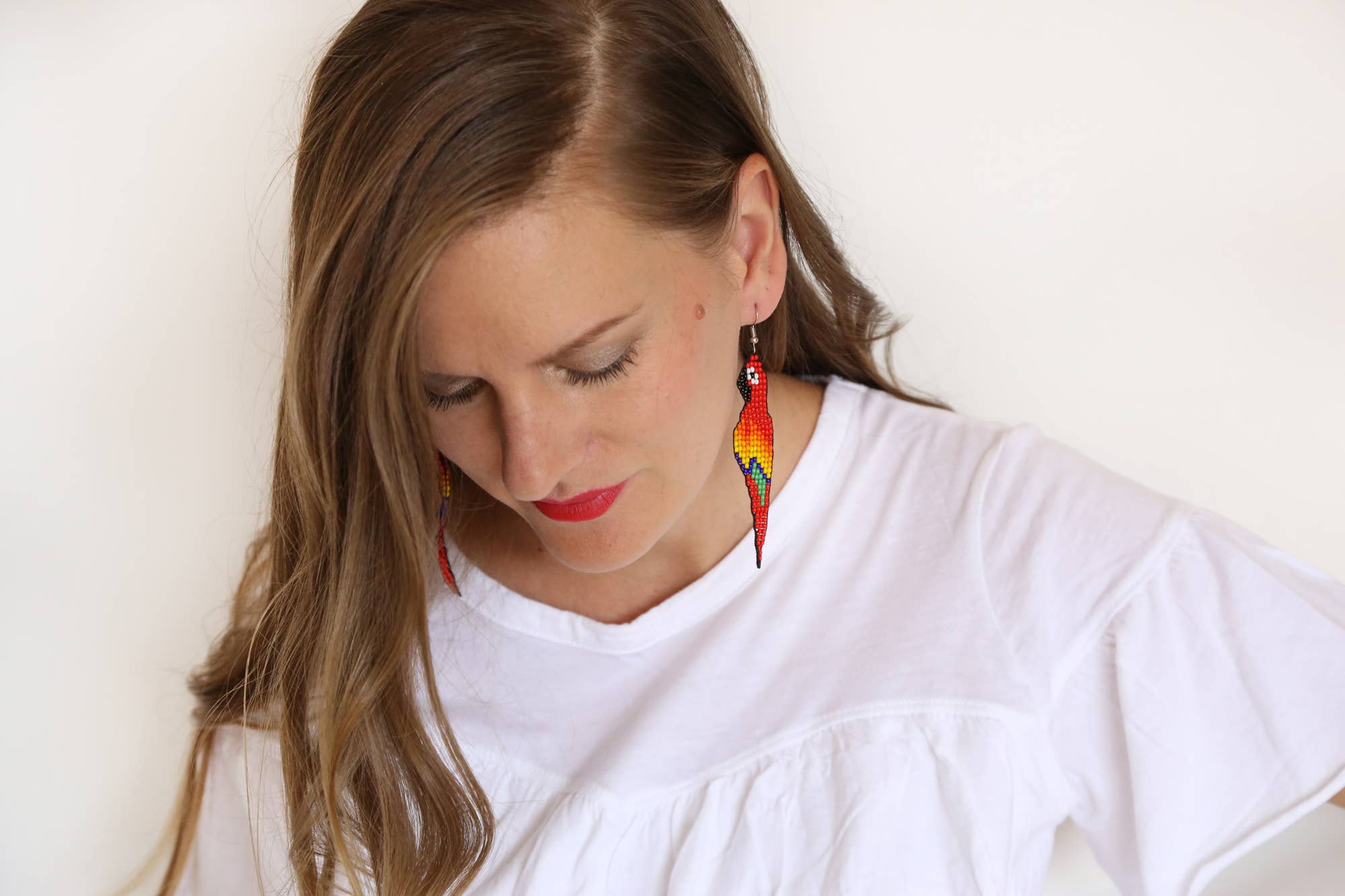 FOSTERIE – Großhandel Ohrhänger – Rote Papageien-Ohrringe1