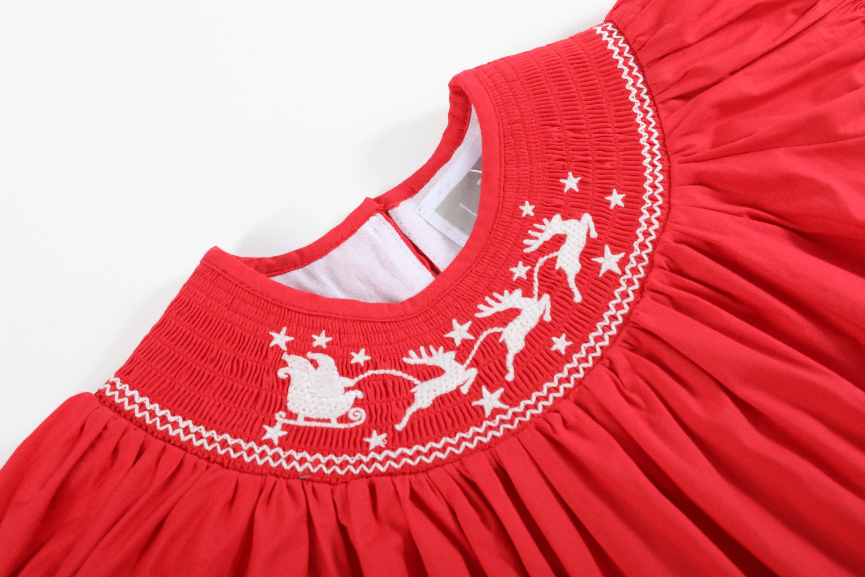 Lil Cactus - Wholesale Dress - Kids - Red Santa Sleigh Bishop Dress2