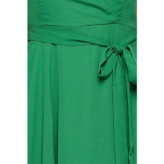 Curve Market - Wholesale Dress - Women's - PLUS SIZE SURPLICE WRAP RUFFLE SLEEVE MIDI DRESS