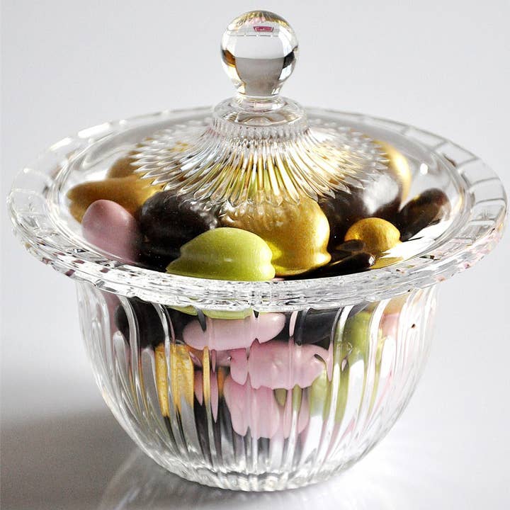 Hakan - Wholesale Decorative Plate/Dish/Bowl - Decorative Glass Candy Dish with Lid, Crystal Cut Glass Bowl