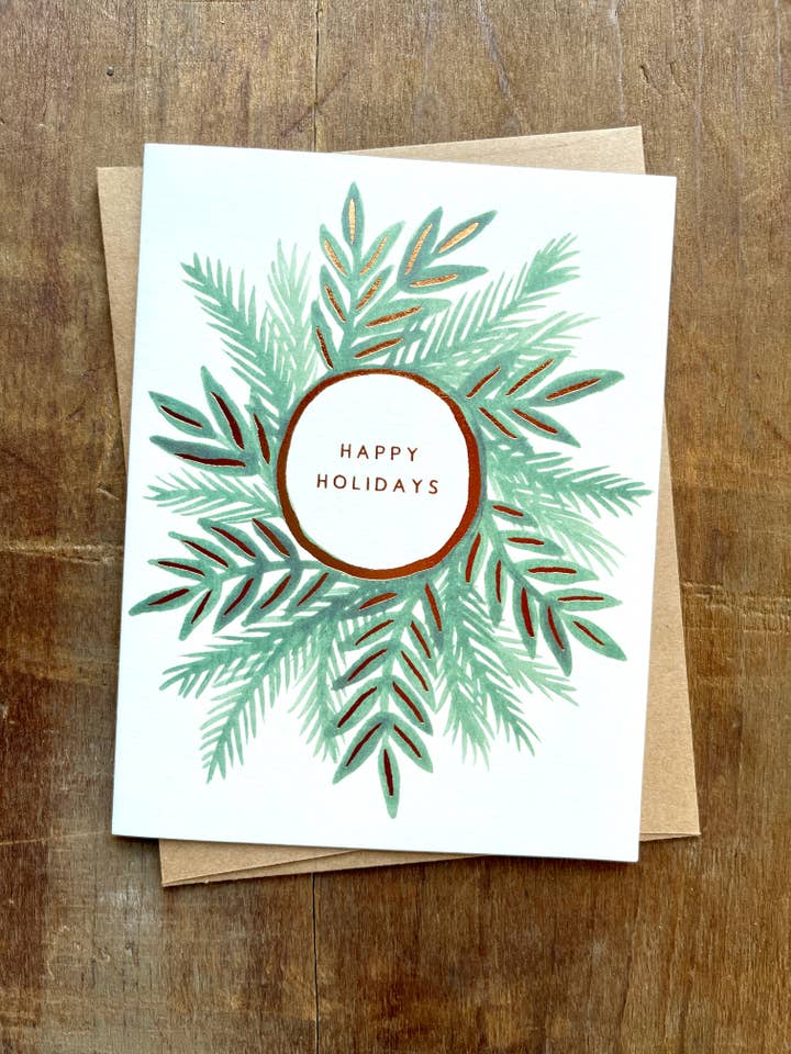 "Happy Holidays" Foil Stamped Cards for wholesale by Katharine Watson