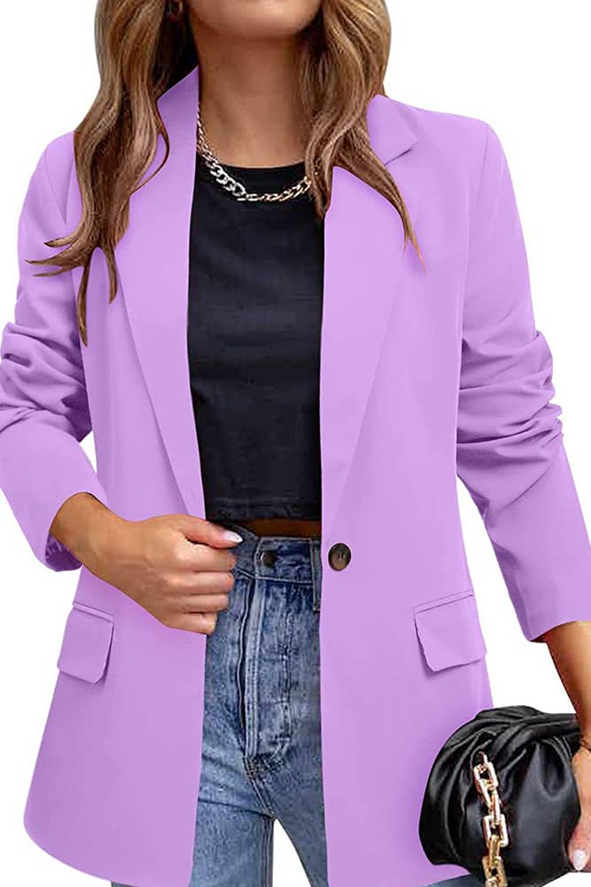 UNISHE - Wholesale Blazer - Women's - Front Open Lapel Plain Blazer ZK46111