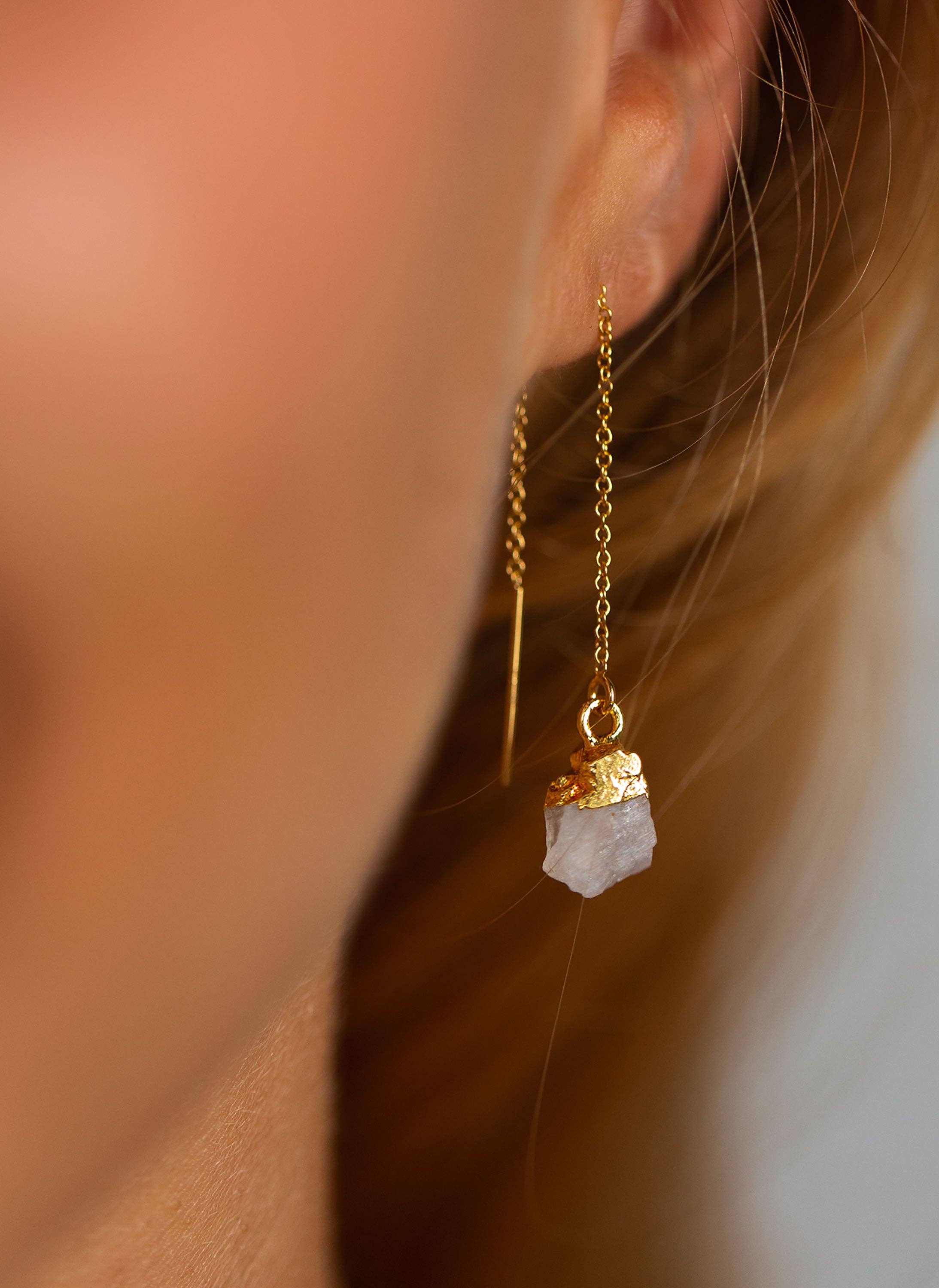 Bohemian and Bouj - Wholesale Dangle Earrings - The Sun Threaders | 14k Gold-Filled + Raw Crystals5